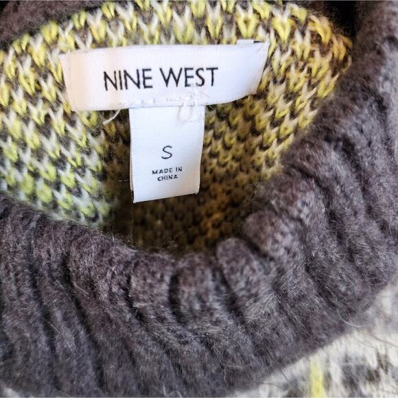 NINE WEST PLAID BLACK YELLOW SWEATER SIZE SMALL - Picture 5 of 8